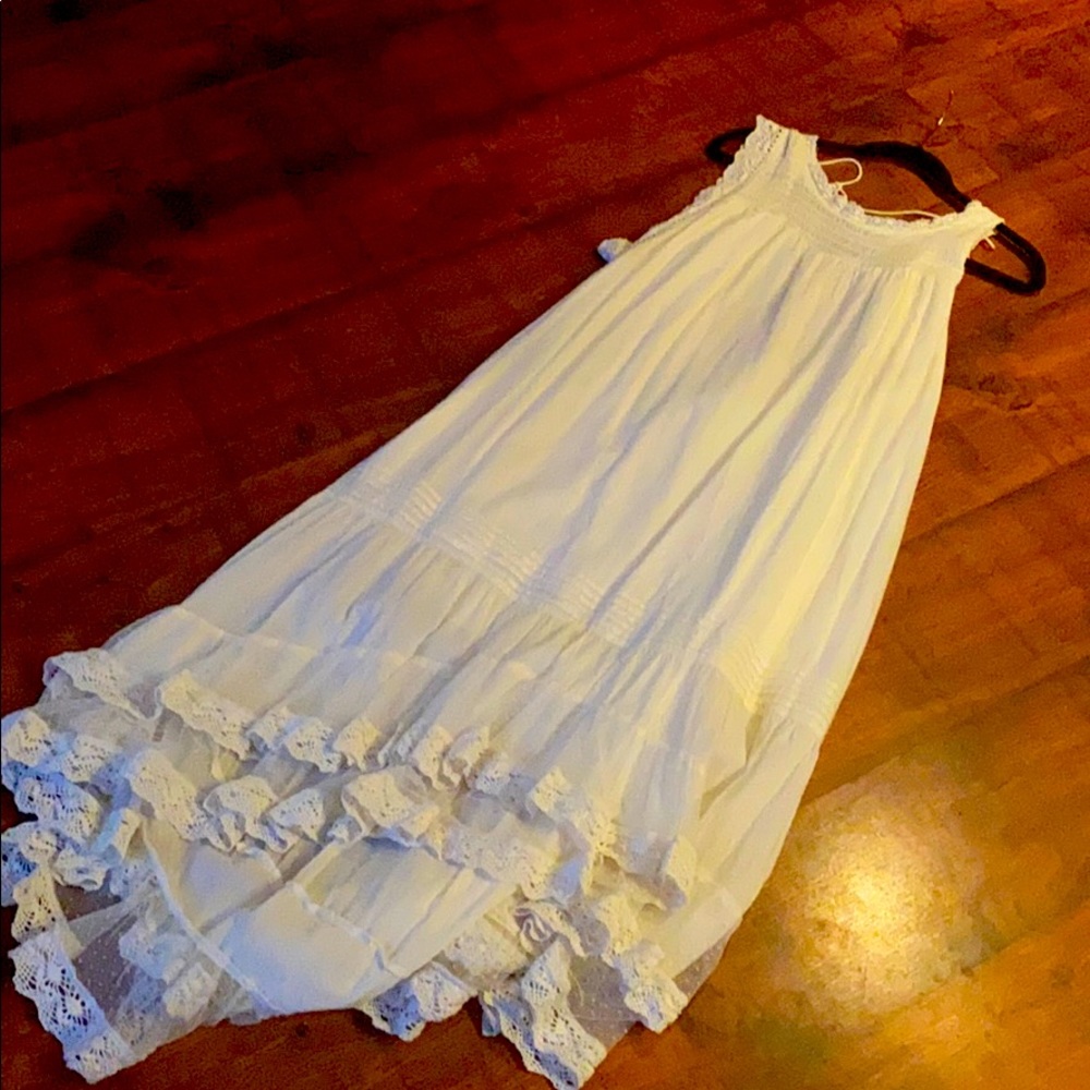 Free People White High-Low Lace Maxi Dress